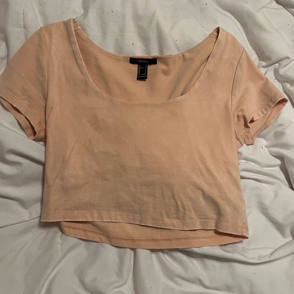 Forever 21 square neck crop top. Peach color. Size large.